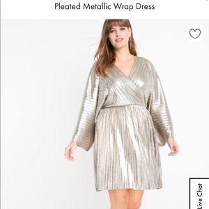 Eloquii Pleated Metallic Wrap Dress